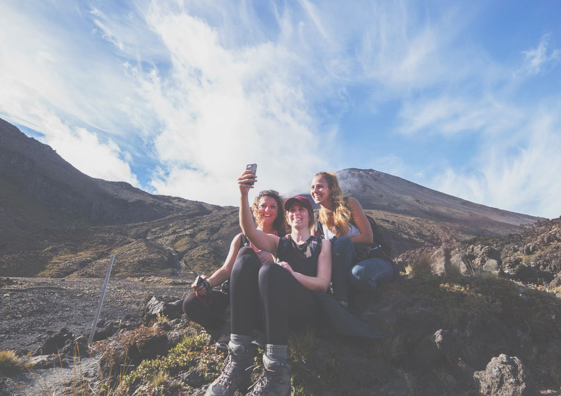 three girls in the mountains